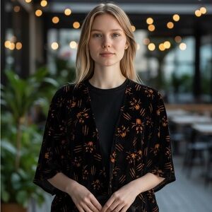Floral Black and Orange Women's Vest